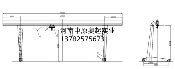 单梁偏挂龙门吊结构图